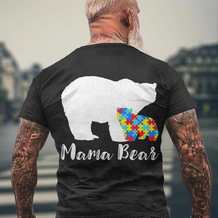 Autism Mama Bear Tshirt Men's Crewneck Short Sleeve Back Print T-shirt Gifts for Old Men