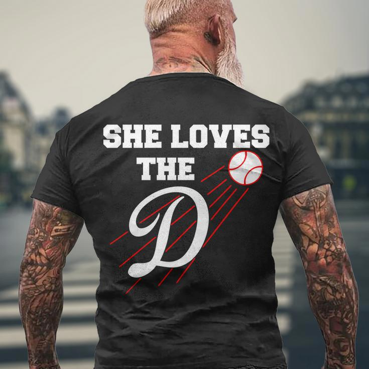 Baseball She Loves The D Los Angeles Tshirt Men's Crewneck Short Sleeve Back Print T-shirt Gifts for Old Men