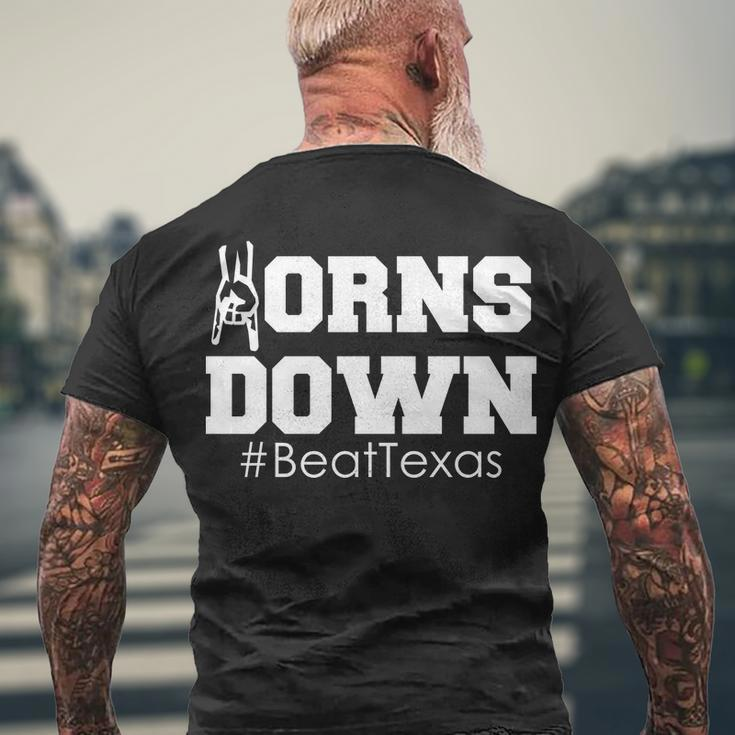 Beat Texas Horns Down Football Men's Crewneck Short Sleeve Back Print T-shirt Gifts for Old Men