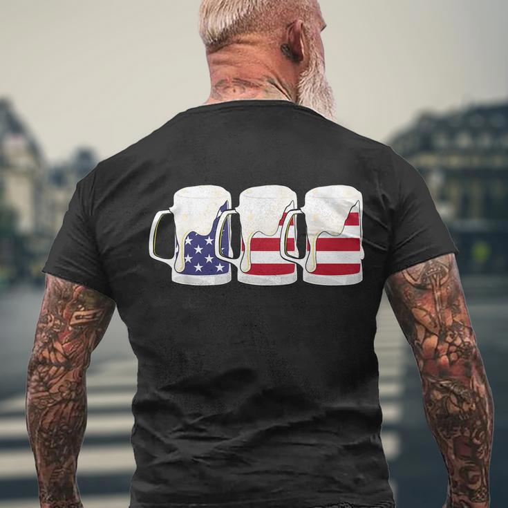 Beer American Flag Shirt 4Th Of July Men Women Merica Usa Men's Crewneck Short Sleeve Back Print T-shirt Gifts for Old Men