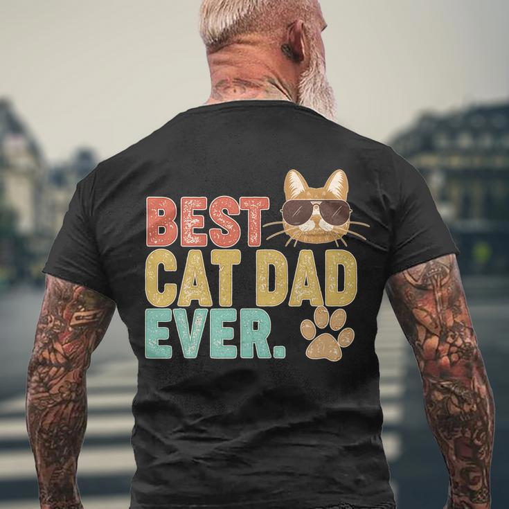 Best Cat Dad Ever Vintage Colors Tshirt Men's Crewneck Short Sleeve Back Print T-shirt Gifts for Old Men