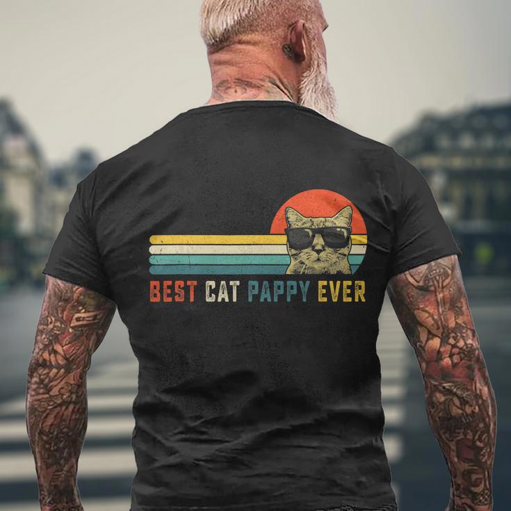 Best Cat Pappy Ever Shirt Vintage Retro Cat Dad Cat Father Men's Crewneck Short Sleeve Back Print T-shirt Gifts for Old Men