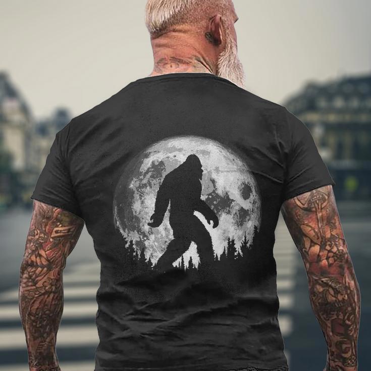 Bigfoot Night Stroll Cool Full Moon & Trees Sasquatch Men's Crewneck Short Sleeve Back Print T-shirt Gifts for Old Men