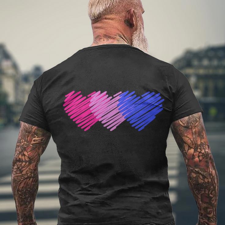 Bisexual Flag Hearts Love Lgbt Bi Pride Men's Crewneck Short Sleeve Back Print T-shirt Gifts for Old Men