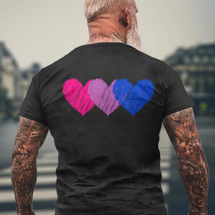 Bisexual Heart Bisexuality Bi Love Flag Lgbtq Pride Men's Crewneck Short Sleeve Back Print T-shirt Gifts for Old Men