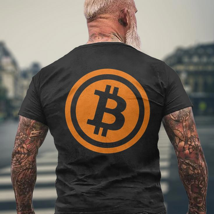 Bitcoin Logo Emblem Cryptocurrency Blockchains Bitcoin Men's Back Print T-shirt Gifts for Old Men