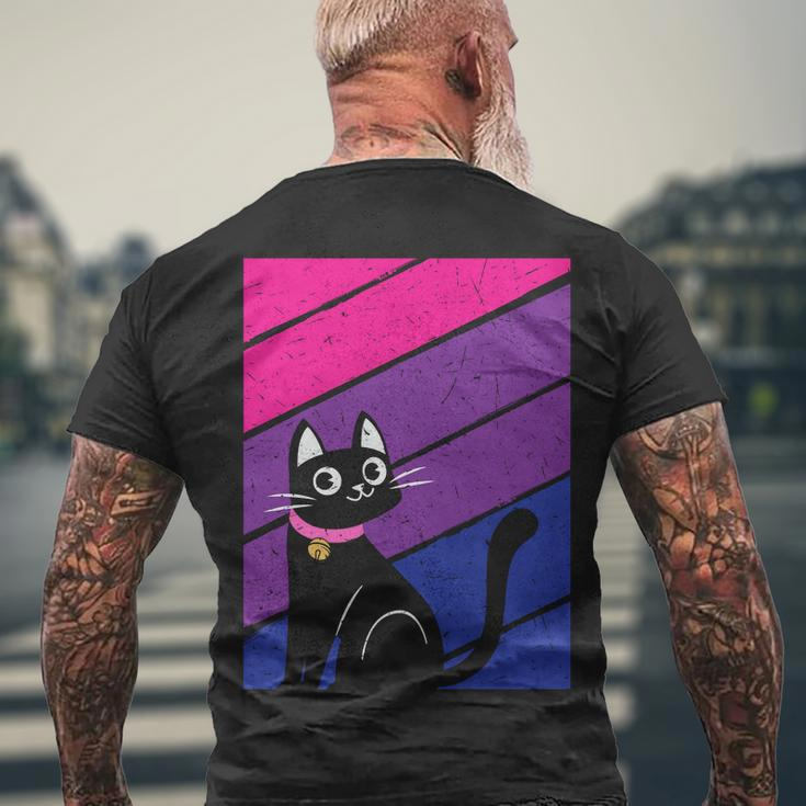 Black Cat Bisexual Pride Lgbt Pride Month Men's Crewneck Short Sleeve Back Print T-shirt Gifts for Old Men