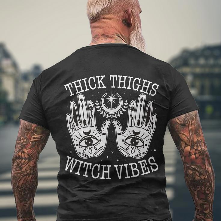 Boho Thick Thighs Witch Vibes Men's Crewneck Short Sleeve Back Print T-shirt Gifts for Old Men