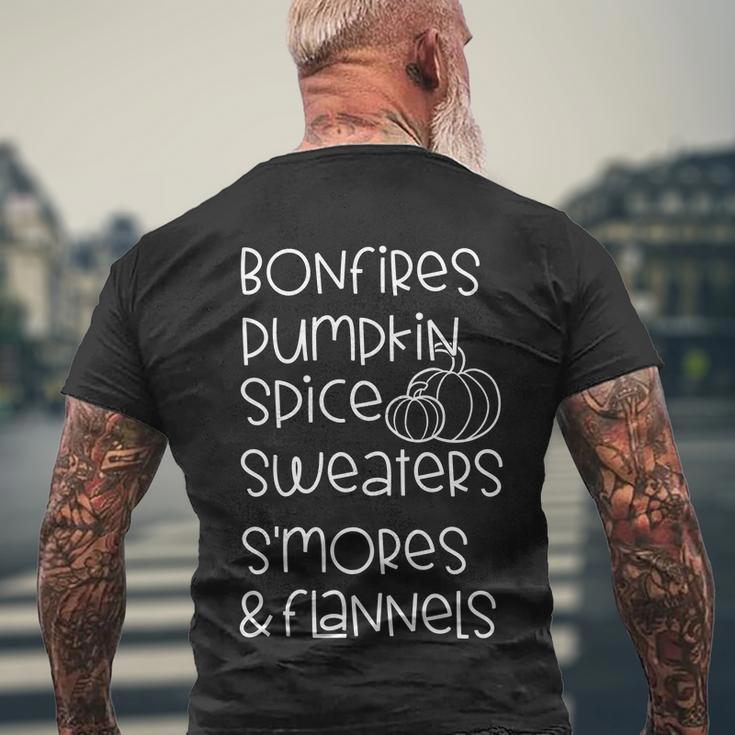 Bonfires Dumdkin Spice Pumpkin Sweaters Smores Flannels Men's Crewneck Short Sleeve Back Print T-shirt Gifts for Old Men