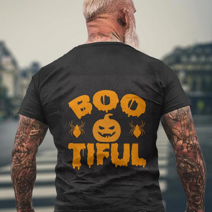 Boo Tiful Pumpkin Halloween Quote Men's Crewneck Short Sleeve Back Print T-shirt Gifts for Old Men