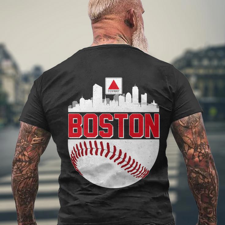 Boston Skyline Fenway Baseball Sports Logo Tshirt Men's Crewneck Short Sleeve Back Print T-shirt Gifts for Old Men