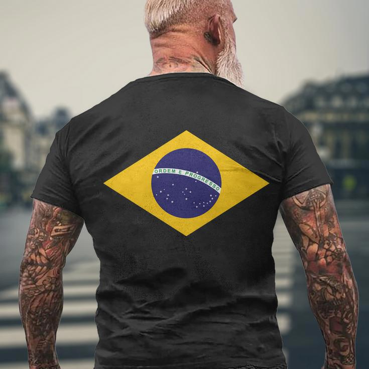 Brazil National Flag Men's Crewneck Short Sleeve Back Print T-shirt Gifts for Old Men