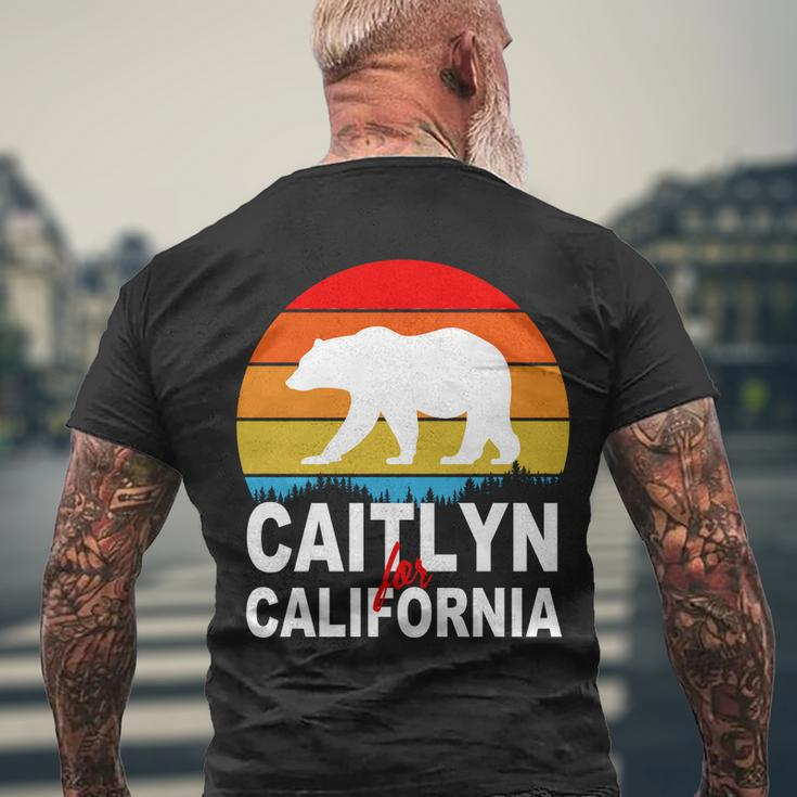 Caitlyn For California Retro Cali Bear Men's Crewneck Short Sleeve Back Print T-shirt Gifts for Old Men