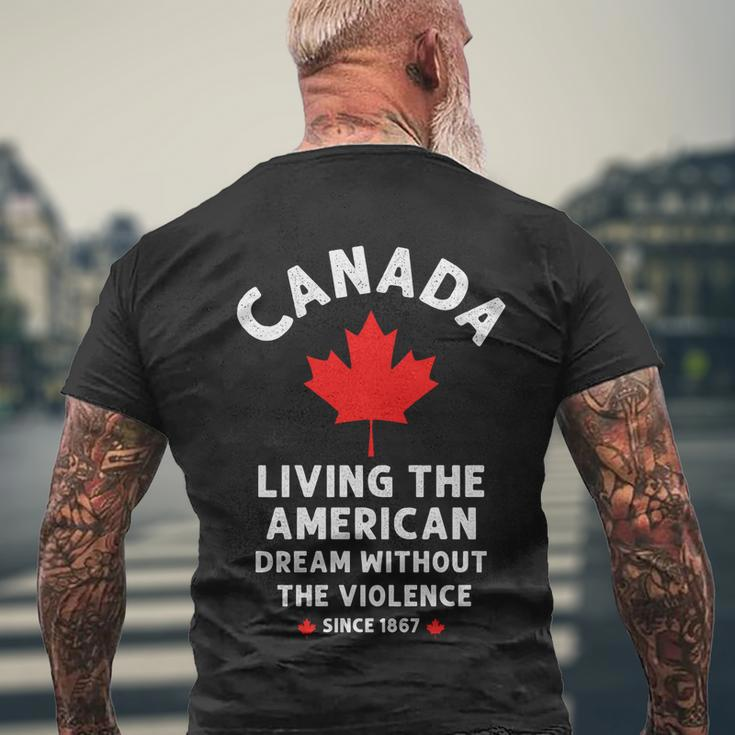 Canada Living The American Dream Without The Violence Since V4 Men's Crewneck Short Sleeve Back Print T-shirt Gifts for Old Men