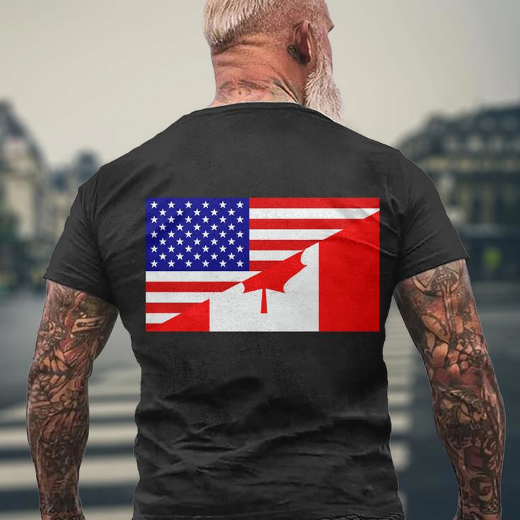 Canadian American Usa Flag Men's Crewneck Short Sleeve Back Print T-shirt Gifts for Old Men