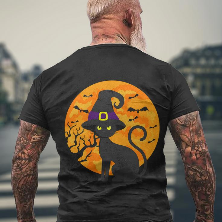Cat Witch Hat Halloween Quote Men's Crewneck Short Sleeve Back Print T-shirt Gifts for Old Men