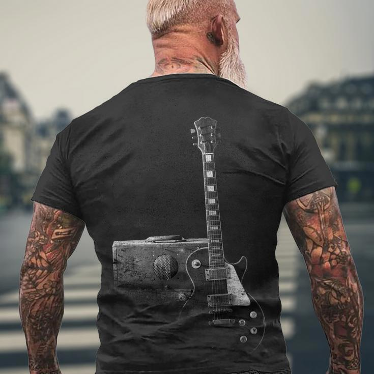 Classic Vintage Guitar And Amp Tshirt Men's Crewneck Short Sleeve Back Print T-shirt Gifts for Old Men
