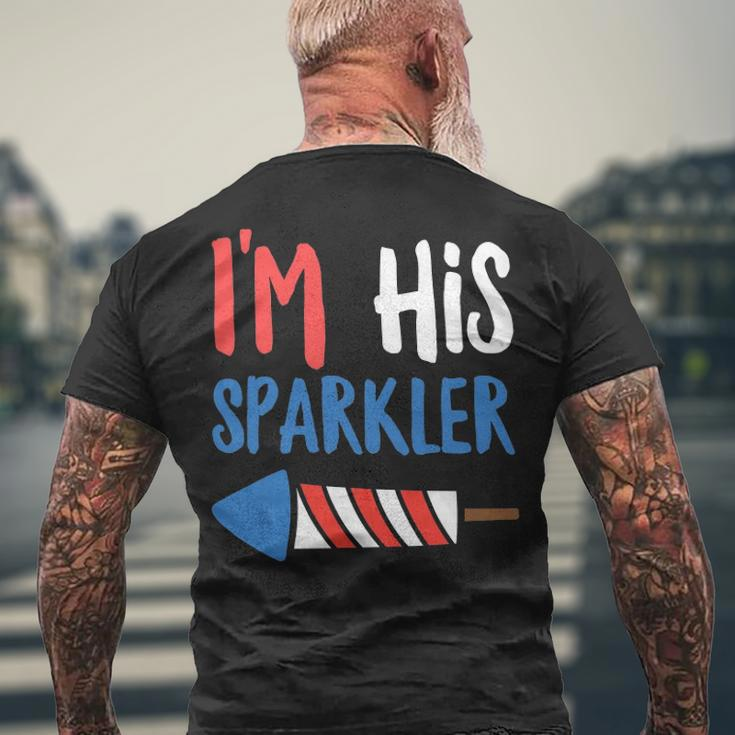 Couples Matching 4Th Of July - Im His Sparkler Men's Back Print T-shirt Gifts for Old Men