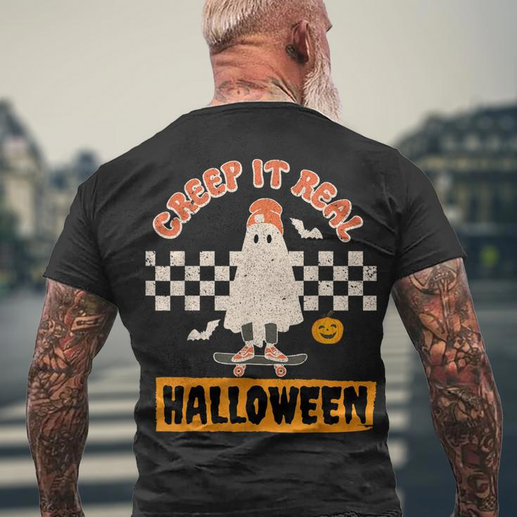 Creep It Real Retro Halloween Ghost Skateboarding Men's T-shirt Back Print Gifts for Old Men