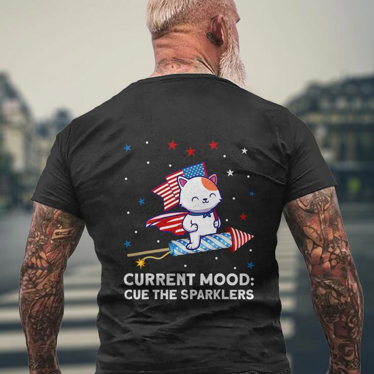 Current Mood Cue The Sparklers 4Th Of July Men's Crewneck Short Sleeve Back Print T-shirt Gifts for Old Men