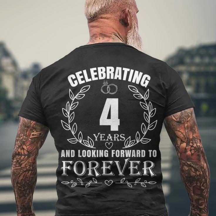 Cute 4Th Wedding Anniversary For Couples Married 4 Year Men's T-shirt Back Print Gifts for Old Men