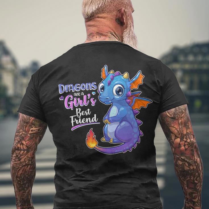 Cute Dragons Are A Girls Best Friend Men's Crewneck Short Sleeve Back Print T-shirt Gifts for Old Men