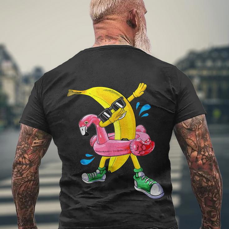 Dabbing Banana Flamingo Float Aloha Beaches Hawaiian Men's Crewneck Short Sleeve Back Print T-shirt Gifts for Old Men
