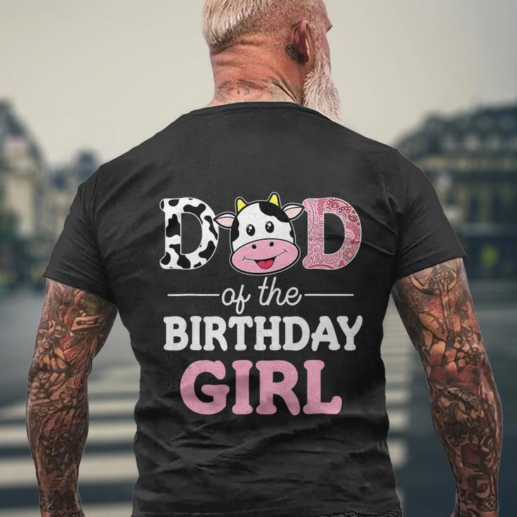 Dad Of The Birthday Girl Funny Farm Cow Daddy Papa St Men's Crewneck Short Sleeve Back Print T-shirt Gifts for Old Men