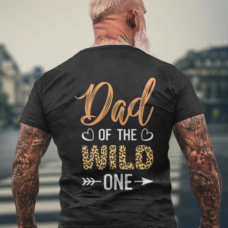 Dad Of The Wild One Toddler 1St Birthday Leopard Dad Boy Men's Crewneck Short Sleeve Back Print T-shirt Gifts for Old Men