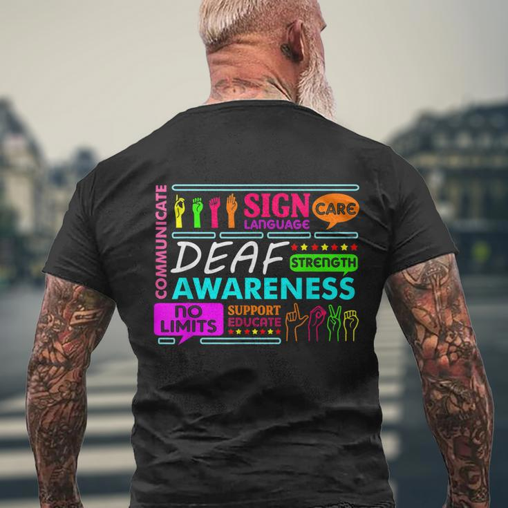 Deaf Awareness Sign Deafness Hearing Loss Warrior Tshirt Men's Crewneck Short Sleeve Back Print T-shirt Gifts for Old Men