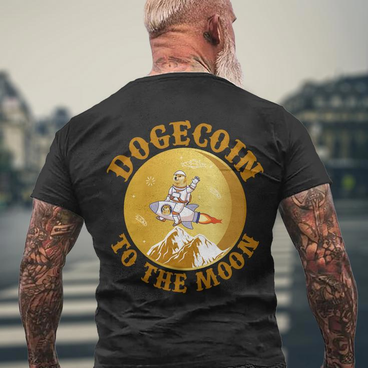 Dogecoin Vintage To The Moon Tshirt Men's Crewneck Short Sleeve Back Print T-shirt Gifts for Old Men