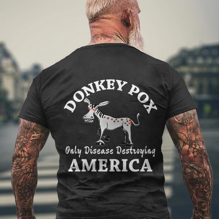 Donkey Pox Only Disease Destroying America Anti Liberal Men's Crewneck Short Sleeve Back Print T-shirt Gifts for Old Men