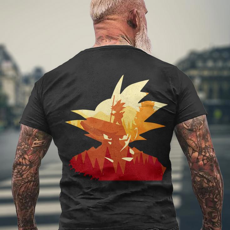 Dragon Fighter Silhouette Illustration Tshirt Men's Crewneck Short Sleeve Back Print T-shirt Gifts for Old Men
