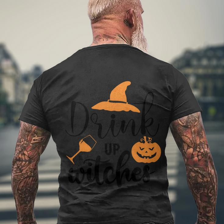 Drink Up Witches Witch Hat Pumpkin Halloween Quote Men's Crewneck Short Sleeve Back Print T-shirt Gifts for Old Men