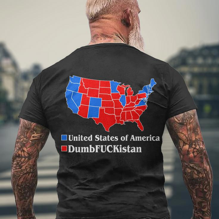 Dumbfuckistan Vs United States Of America Election Map Democrats Men's Crewneck Short Sleeve Back Print T-shirt Gifts for Old Men