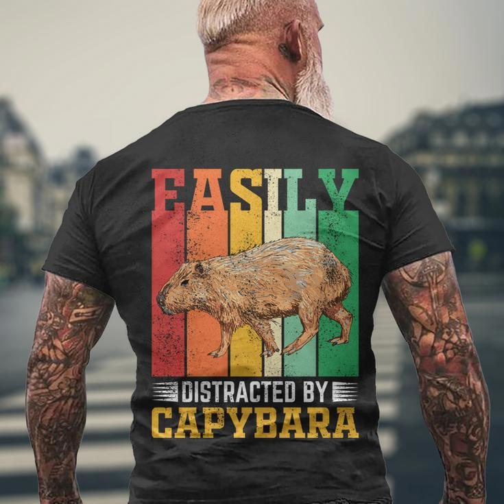 Easily Distracted By Capybara Animal Lover Rodent Gift Men's Crewneck Short Sleeve Back Print T-shirt Gifts for Old Men