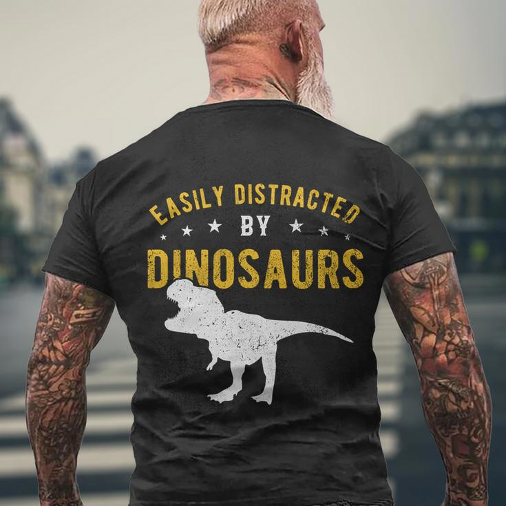 Easily Distracted By Dinosaurs Cute Gift Men's Crewneck Short Sleeve Back Print T-shirt Gifts for Old Men