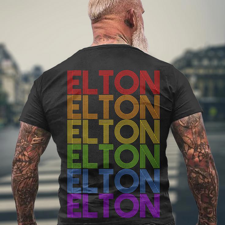 Elton Wordmark Pattern Retro Style Men's Crewneck Short Sleeve Back Print T-shirt Gifts for Old Men