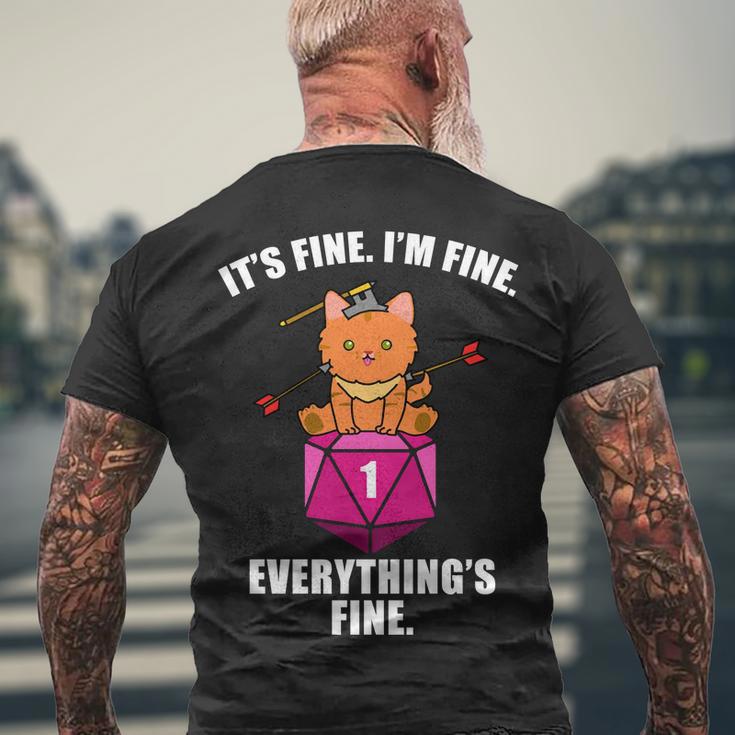 Everythings Fine Cute Cat Dnd Men's Crewneck Short Sleeve Back Print T-shirt Gifts for Old Men