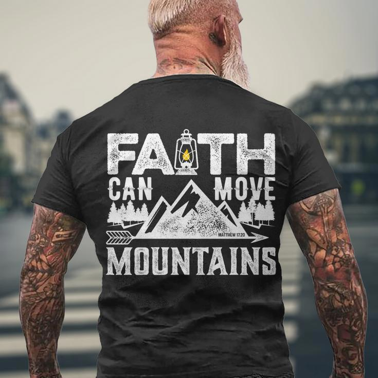 Faith Can Move Mountains - Matthew 1720 Bible Verse Tshirt Men's Crewneck Short Sleeve Back Print T-shirt Gifts for Old Men