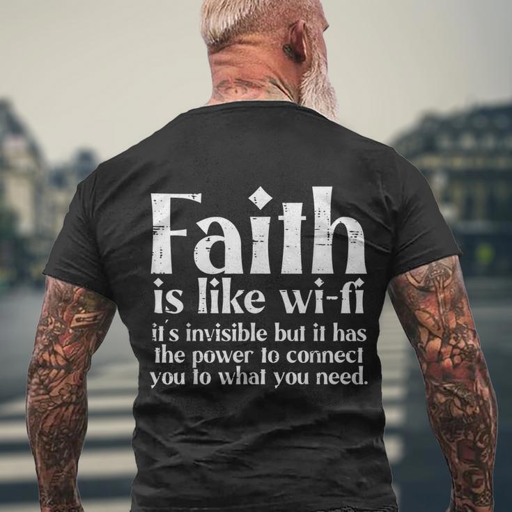 Faith Is Like Wifi God Jesus Religious Christian Men Women Men's Crewneck Short Sleeve Back Print T-shirt Gifts for Old Men