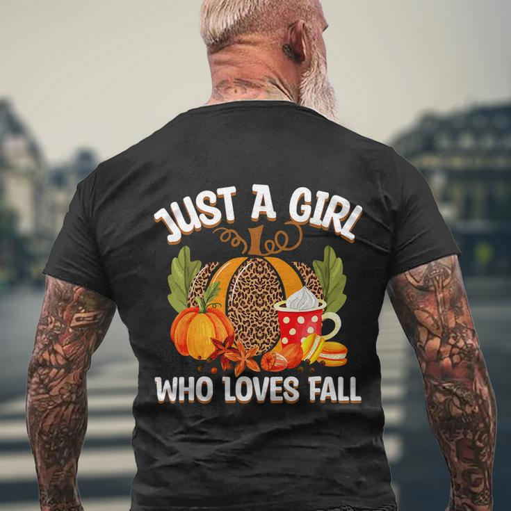 Fall Plaid Leopard Pumpkin Autumn Thanksgiving Men's T-shirt Back Print Gifts for Old Men