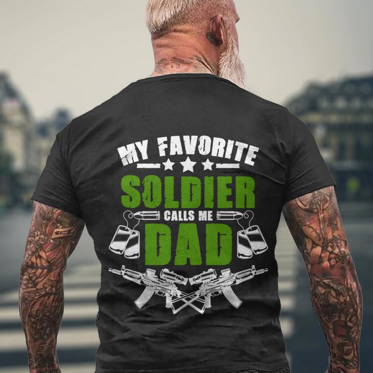 Favorite Soldier Calls Me Dad Memorial Army Dad Great Gift Men's Crewneck Short Sleeve Back Print T-shirt Gifts for Old Men