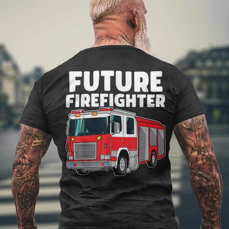 Firefighter Future Firefighter Fire Truck Theme Birthday Boy Men's T-shirt Back Print Gifts for Old Men