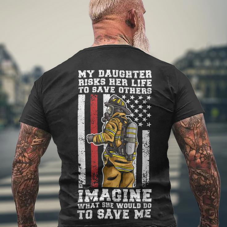 Firefighter Proud Dad Of A Firewoman Father Firefighter Dad Men's T-shirt Back Print Gifts for Old Men