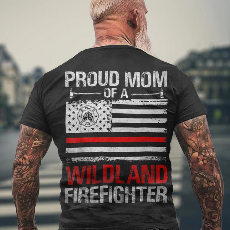 Firefighter Red Line Flag Proud Mom Of A Wildland Firefighter Men's T-shirt Back Print Gifts for Old Men
