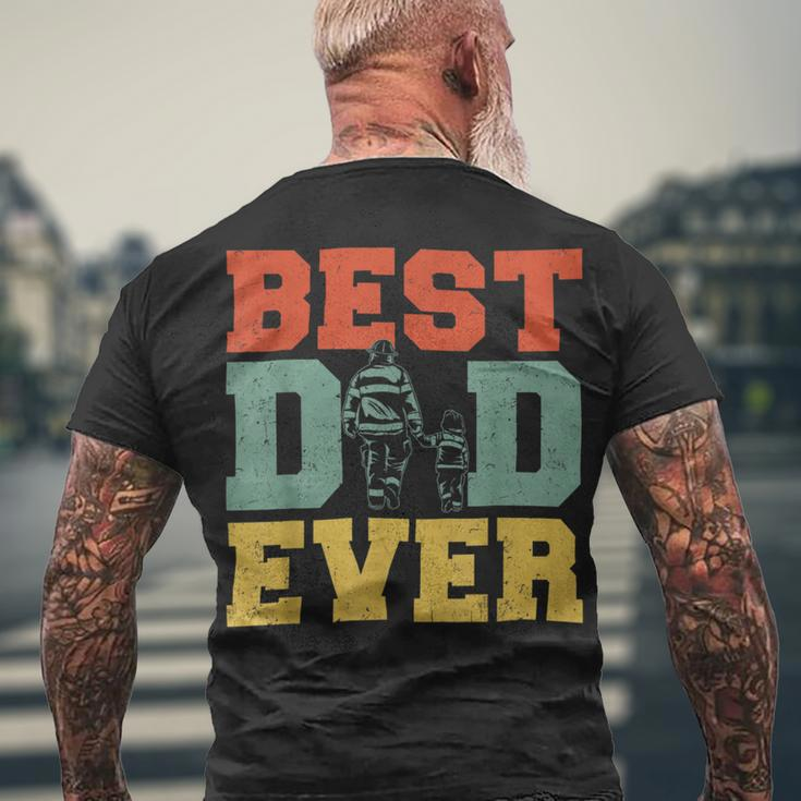 Firefighter Retro Best Dad Ever Firefighter Daddy Happy Fathers Day Men's T-shirt Back Print Gifts for Old Men