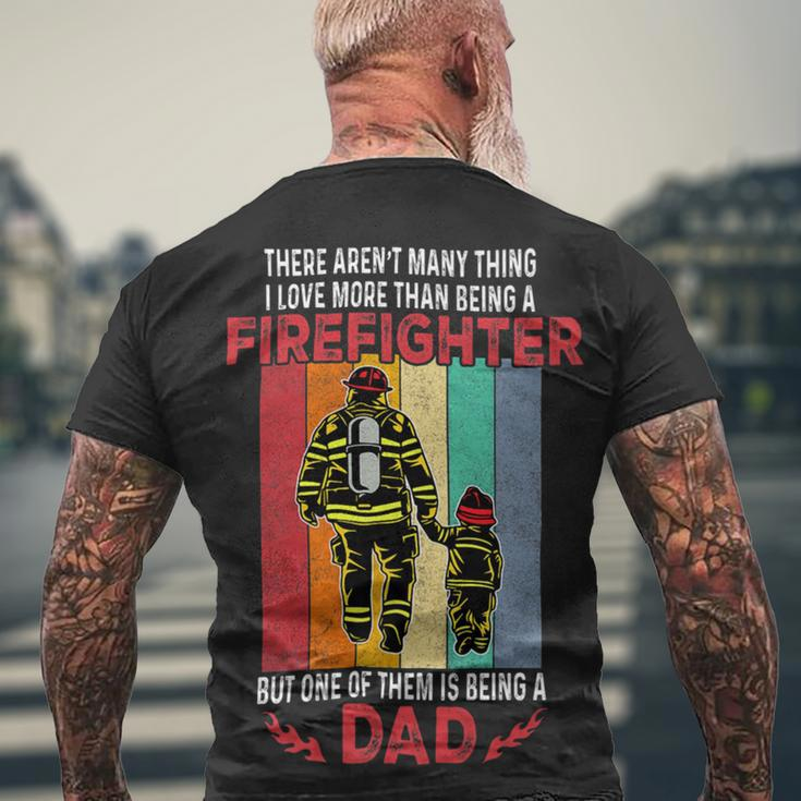 Firefighter Retro Vintage Father And Son Firefighter Dad Fathers Day Men's T-shirt Back Print Gifts for Old Men