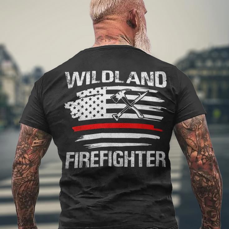 Firefighter Thin Red Line Wildland Firefighter American Flag Axe Fire V3 Men's T-shirt Back Print Gifts for Old Men