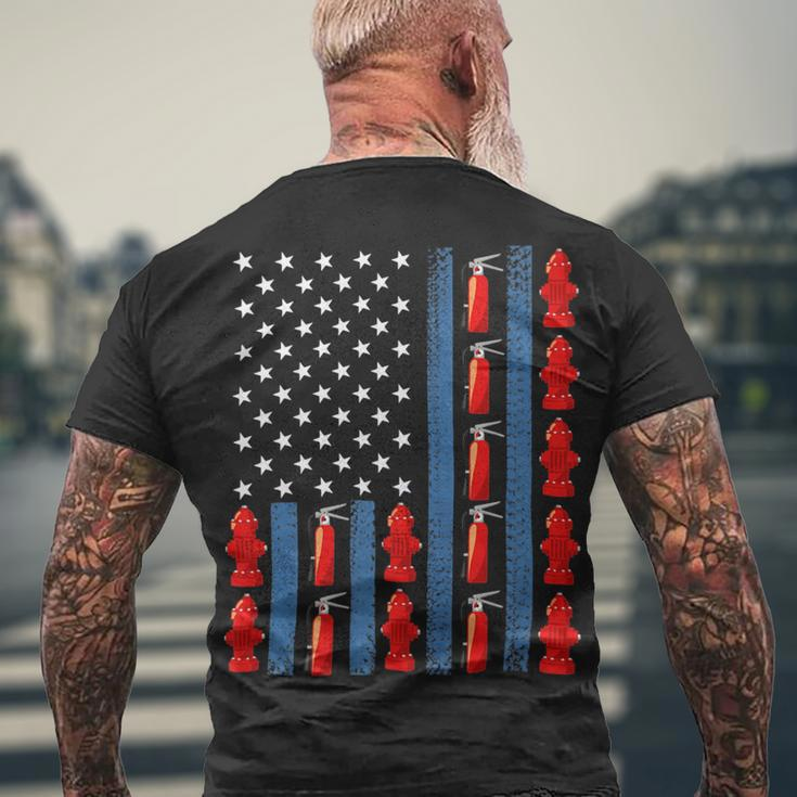 Firefighter Us American Flag Firefighter 4Th Of July Patriotic Man Woman Men's T-shirt Back Print Gifts for Old Men